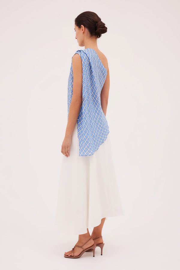 CORNFLOWER CHECK ANTONIA TOP