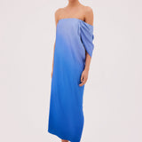 AZURE OMBRE SATIN PARAGON DRESS