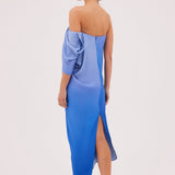 AZURE OMBRE SATIN PARAGON DRESS