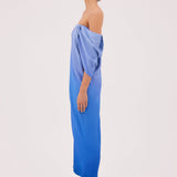 AZURE OMBRE SATIN PARAGON DRESS