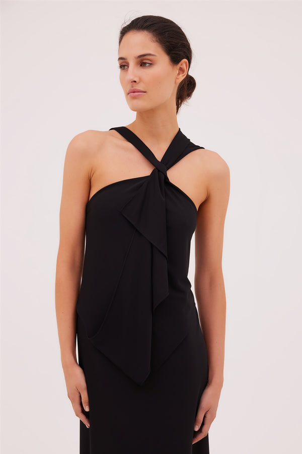 BLACK JERSEY CONVERGING GOWN
