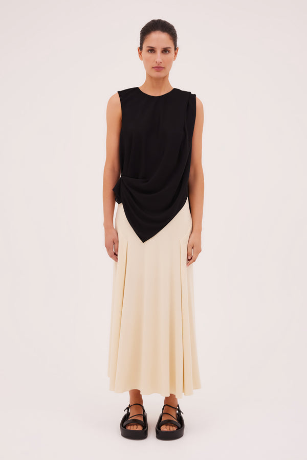 WHEAT JERSEY EXPRESSION SKIRT