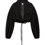 BLACK SATIN CREPE CAMPBELL BOMBER JACKET