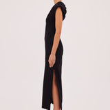 BLACK SATIN CREPE PRESSON DRESS