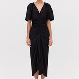 BLACK SATIN BELLINI DRESS