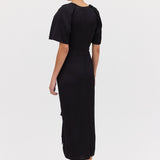 BLACK SATIN BELLINI DRESS