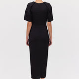 BLACK SATIN BELLINI DRESS