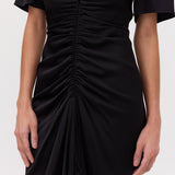 BLACK SATIN BELLINI DRESS