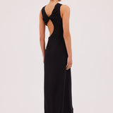 BLACK JERSEY SUITING ANCHOR GOWN