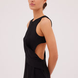 BLACK JERSEY SUITING ANCHOR GOWN