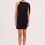 BLACK JERSEY SUITING DIVISION MINI DRESS