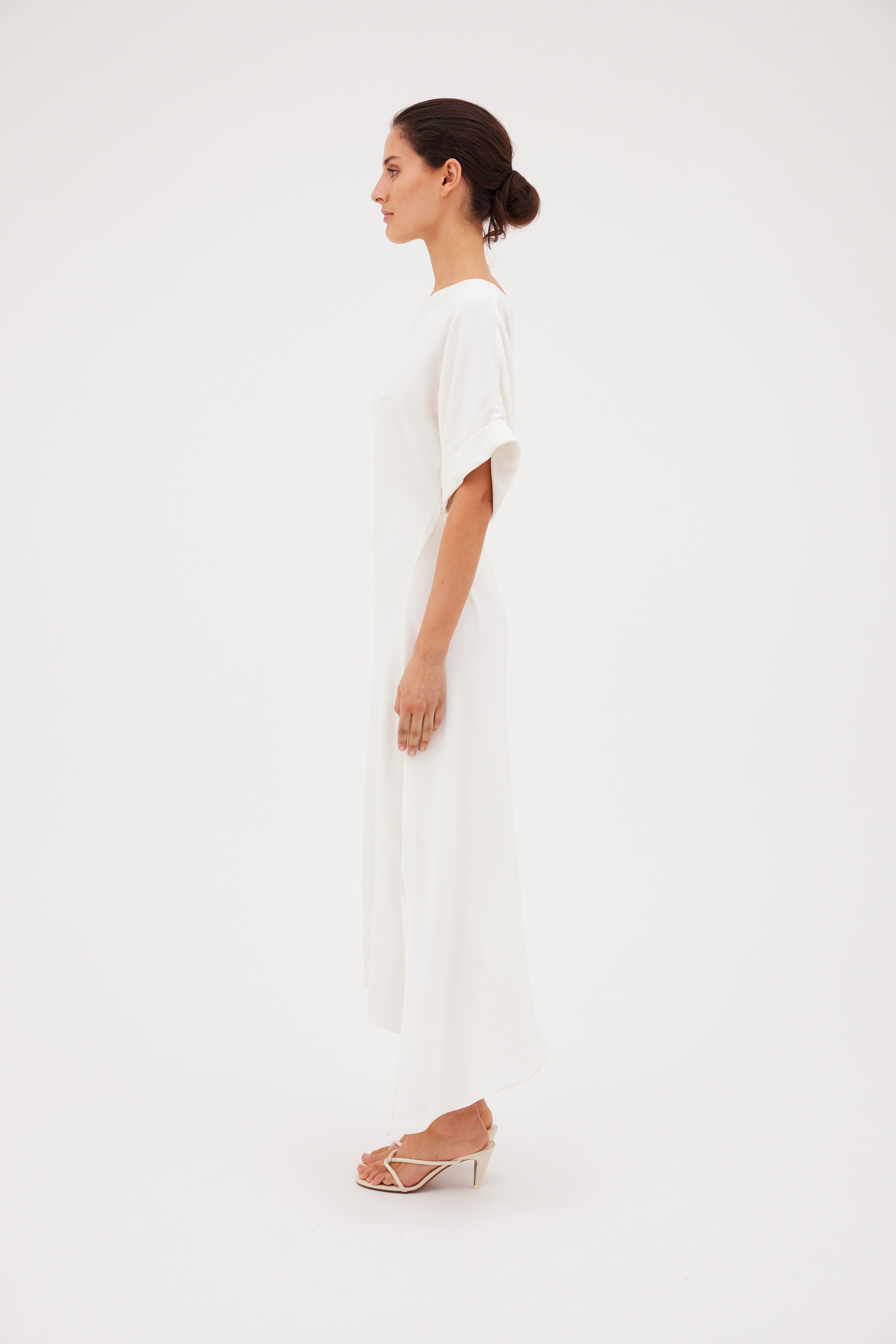 IVORY SATIN CREPE PALOMA DRESS