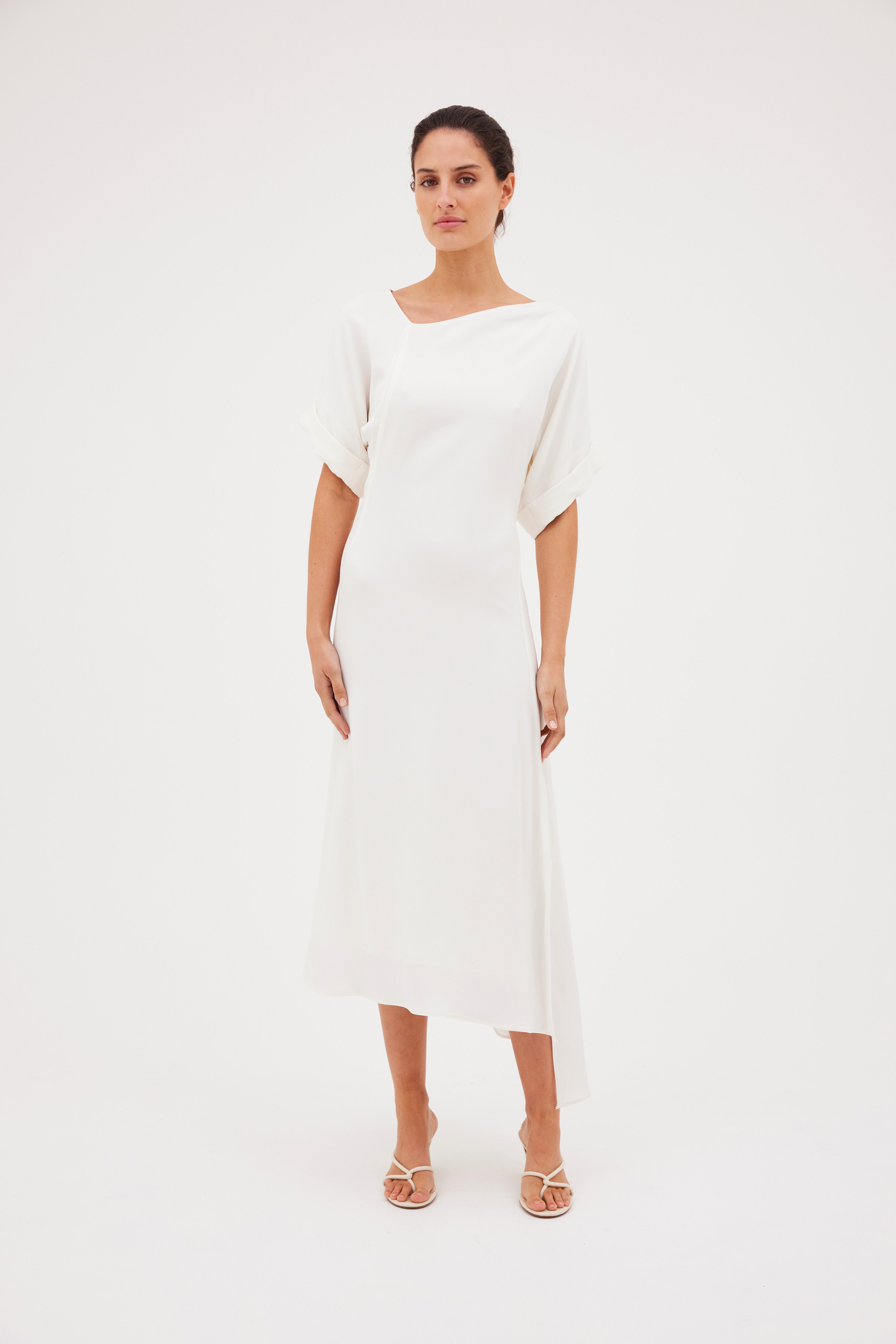 IVORY SATIN CREPE PALOMA DRESS