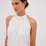 IVORY SATIN CREPE MAJORCA DRESS