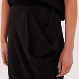 BLACK SATIN CREPE FREEDOM SKIRT