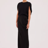 BLACK SATIN CREPE FREEDOM SKIRT