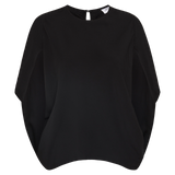BLACK CREPE CRAWFORD TOP
