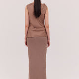 TAUPE SILK LINEAR TOP