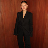 BLACK CREPE SUITING SURRENDER JACKET