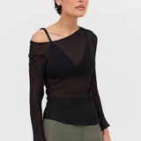 BLACK GEORGETTE YONDER TOP