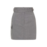 GREY WOOL PIVOT SKIRT