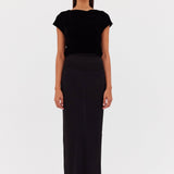 BLACK VELVET LINEAR SKIRT