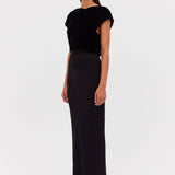 BLACK VELVET LINEAR SKIRT