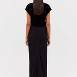 BLACK VELVET LINEAR SKIRT