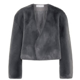 CHARCOAL FAUX FUR ENFOLD JACKET