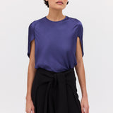 MIDNIGHT SATIN CRAWFORD TOP