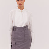 GREY WOOL PIVOT SKIRT