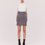 GREY WOOL PIVOT SKIRT