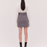 GREY WOOL PIVOT SKIRT