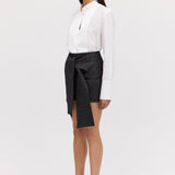 WHITE COTTON TUXEDO SHIRT