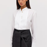 WHITE COTTON TUXEDO SHIRT