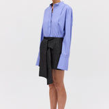 CORNFLOWER COTTON TUXEDO SHIRT