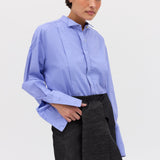 CORNFLOWER COTTON TUXEDO SHIRT