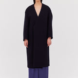 NAVY COATING ENFOLD COAT