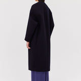 NAVY COATING ENFOLD COAT