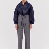 NAVY LUREX CAMPBELL CROP BOMBER