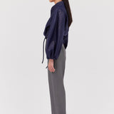 NAVY LUREX CAMPBELL CROP BOMBER