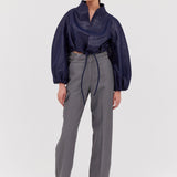 NAVY LUREX CAMPBELL CROP BOMBER