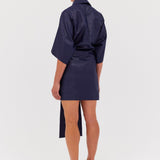 NAVY LUREX FLUENT DRESS