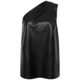 BLACK LEATHERETTE ANTONIA TOP