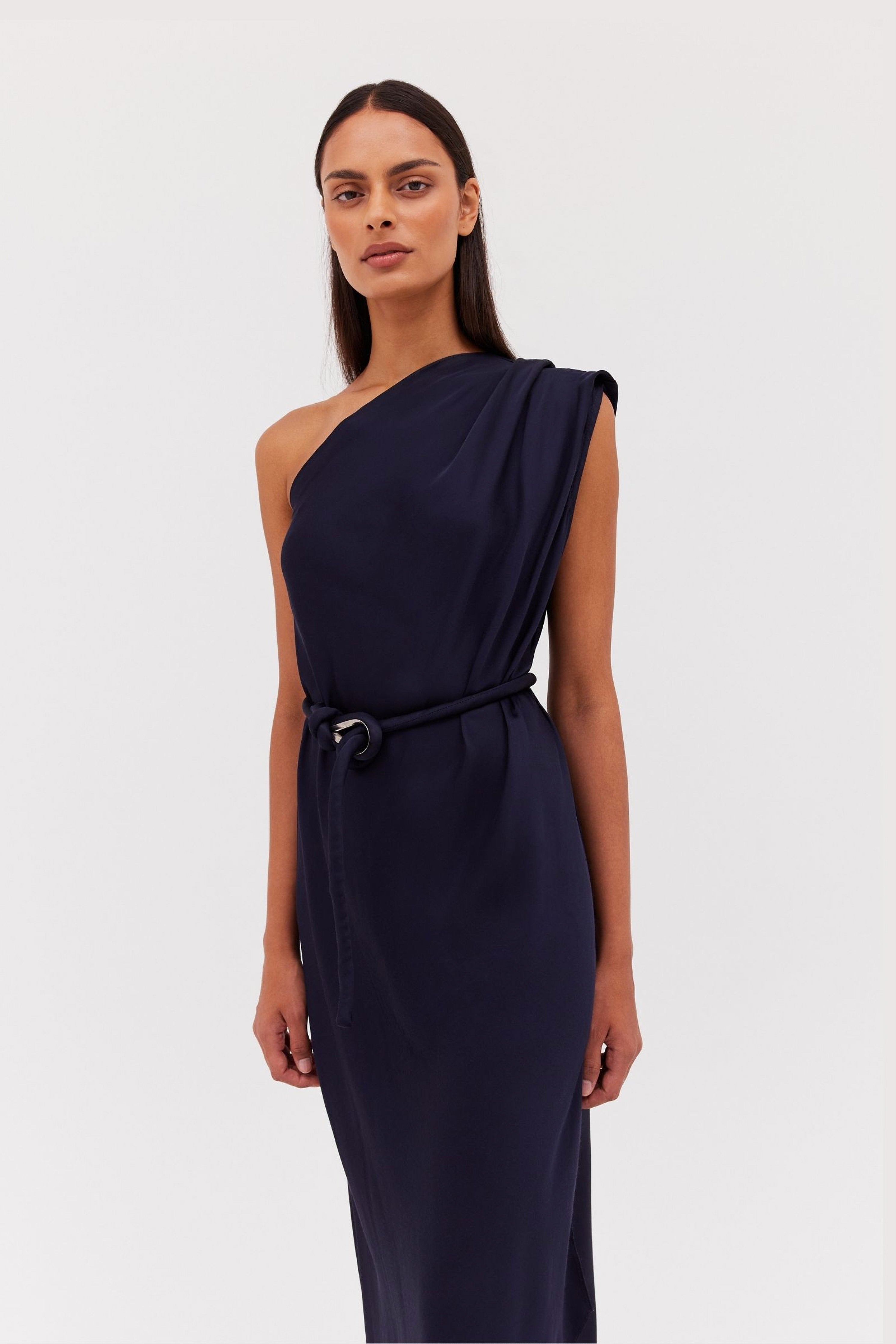 NAVY SATIN IBIZA DRESS