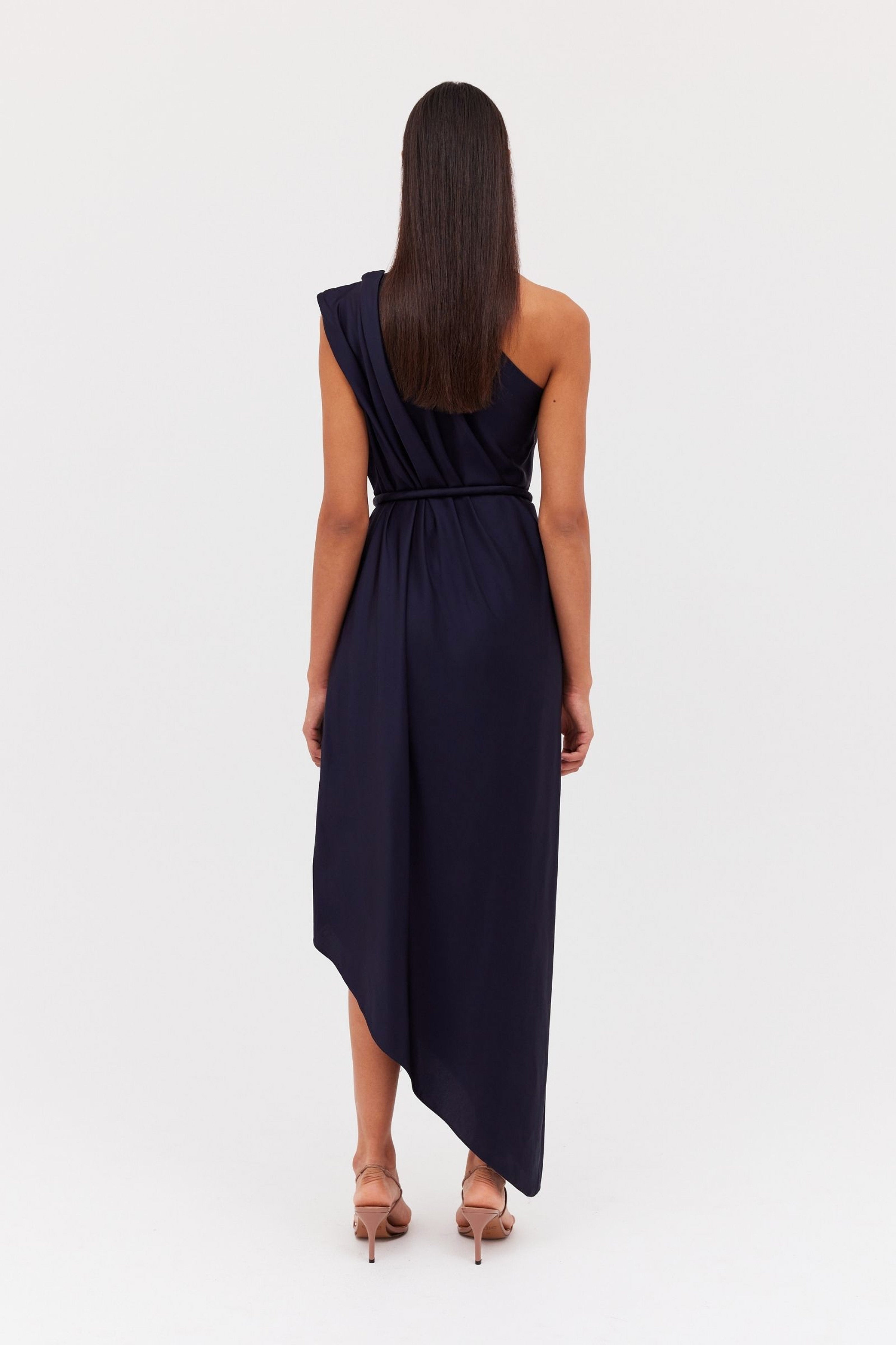 NAVY SATIN IBIZA DRESS