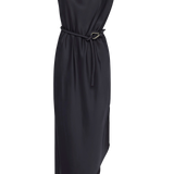 NAVY SATIN CREPE IBIZA DRESS