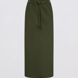 OLIVE CREPE SUITING RAFAEL SKIRT