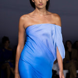 AZURE OMBRE SATIN PARAGON DRESS