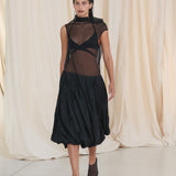 BLACK COTTON METAL DELIQUESCE SKIRT